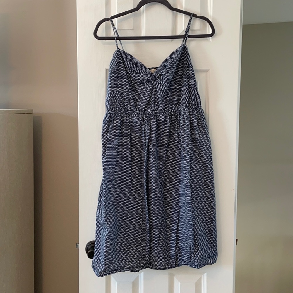 J. Crew Factory blue & white spaghetti strap dress
